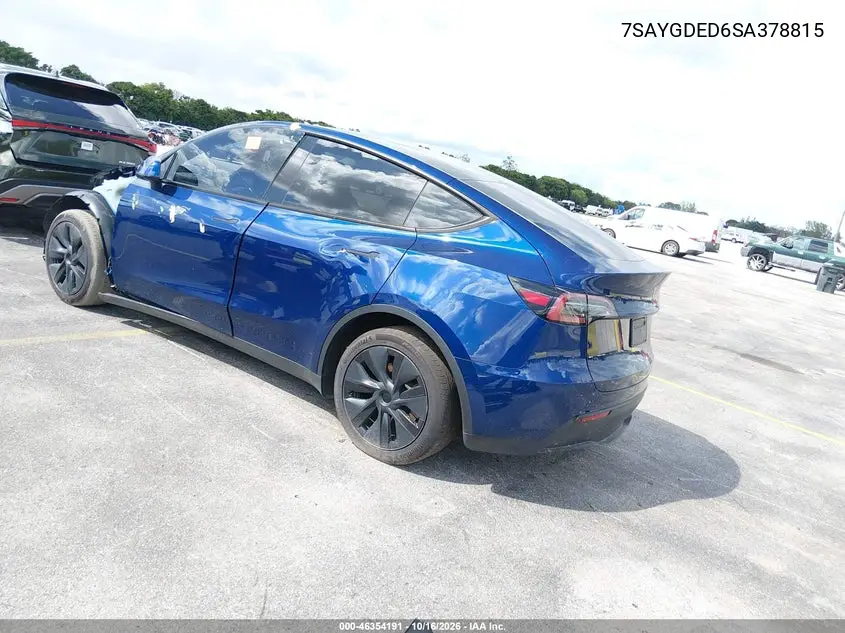 2025 TESLA MODEL Y VIN 7SAYGDED6SA378815 — фото 3