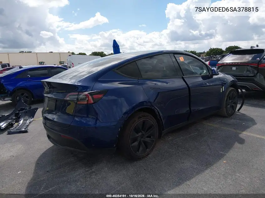 2025 TESLA MODEL Y VIN 7SAYGDED6SA378815 — фото 4