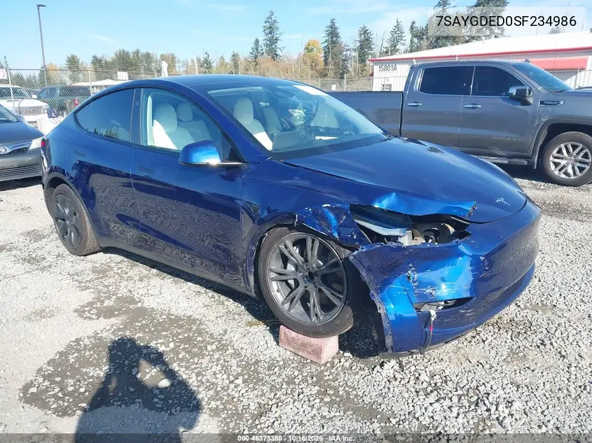 TESLA MODEL Y 2025, VIN 7SAYGDED0SF234986