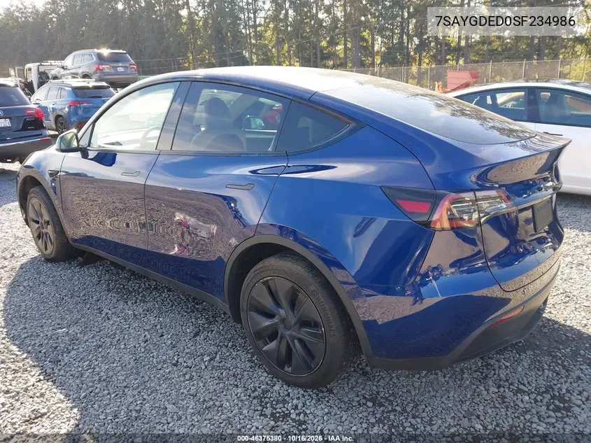 2025 TESLA MODEL Y VIN 7SAYGDED0SF234986 — фото 3