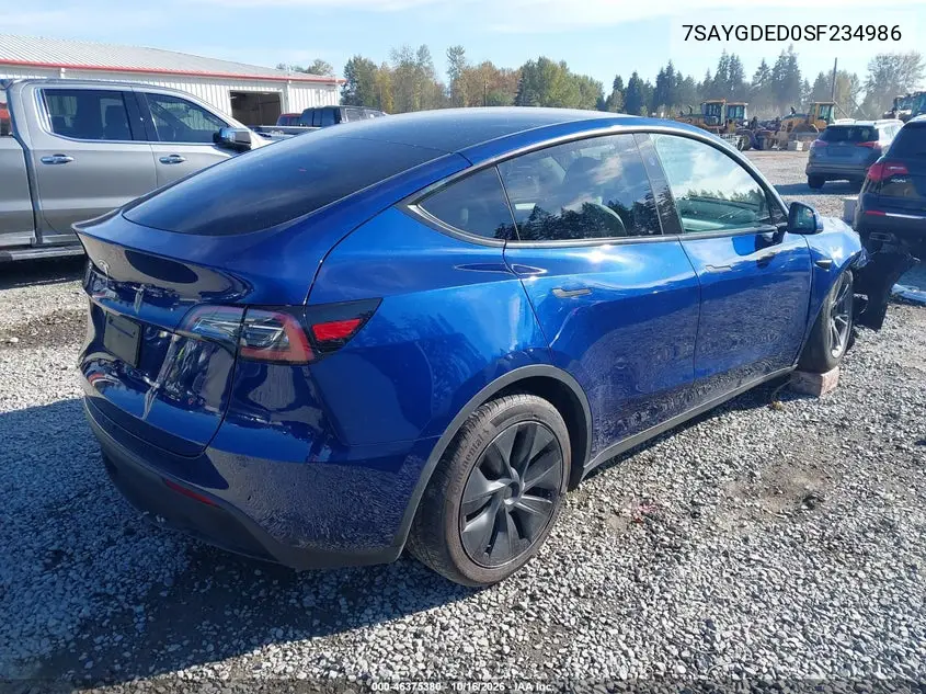 2025 TESLA MODEL Y VIN 7SAYGDED0SF234986 — фото 4