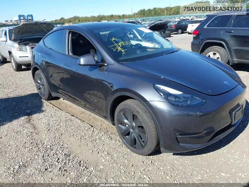 TESLA MODEL Y 2025, VIN 7SAYGDEE8SA343007