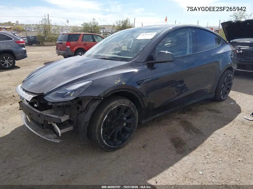 2025 TESLA MODEL Y VIN 7SAYGDEE2SF265942 — фото 2