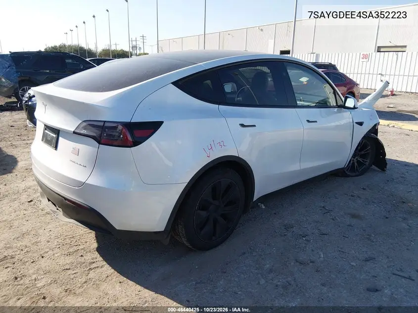 2025 TESLA MODEL Y VIN 7SAYGDEE4SA352223 — фото 4