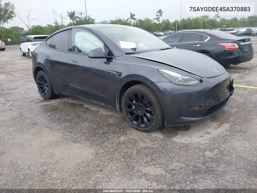 TESLA MODEL Y 2025, VIN 7SAYGDEE4SA370883