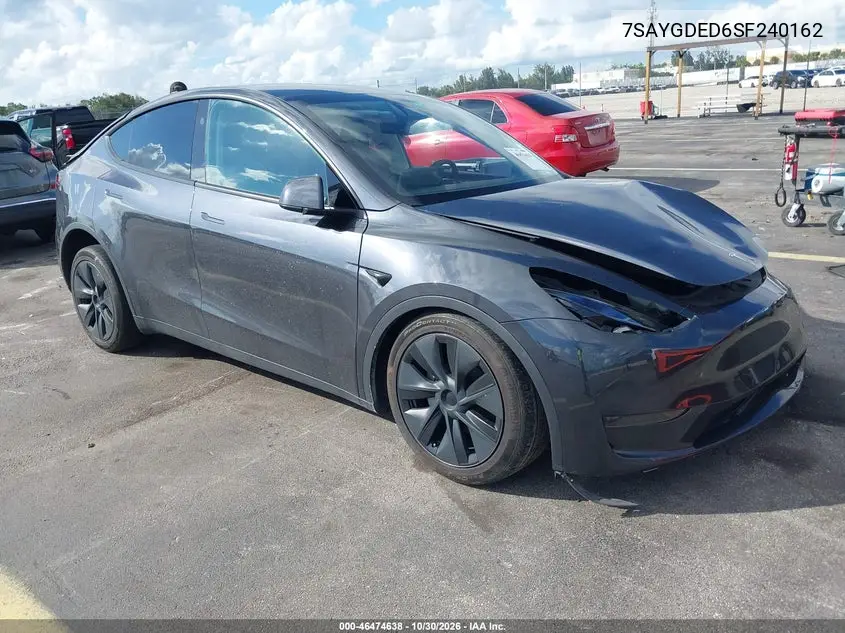 TESLA MODEL Y 2025, VIN 7SAYGDED6SF240162