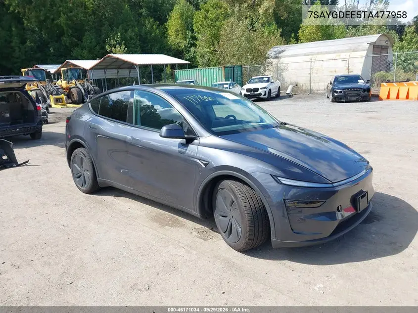 TESLA MODEL Y 2026, VIN 7SAYGDEE5TA477958