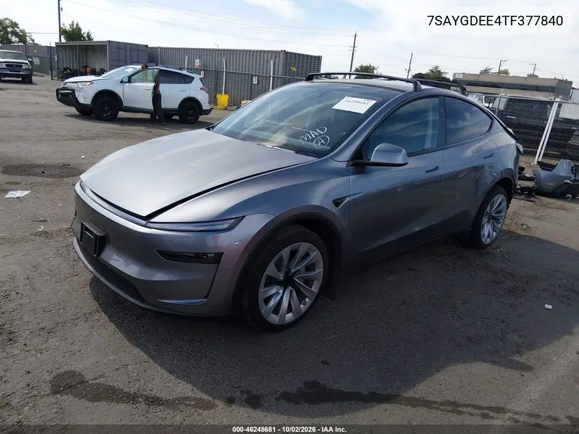 2026 TESLA MODEL Y VIN 7SAYGDEE4TF377840 — фото 2