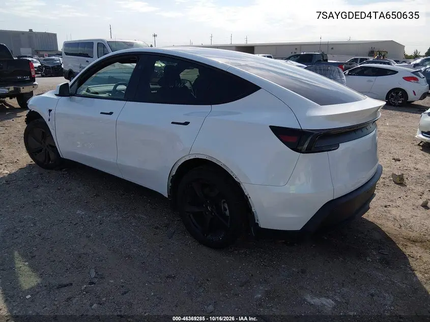 2026 TESLA MODEL Y VIN 7SAYGDED4TA650635 — фото 3