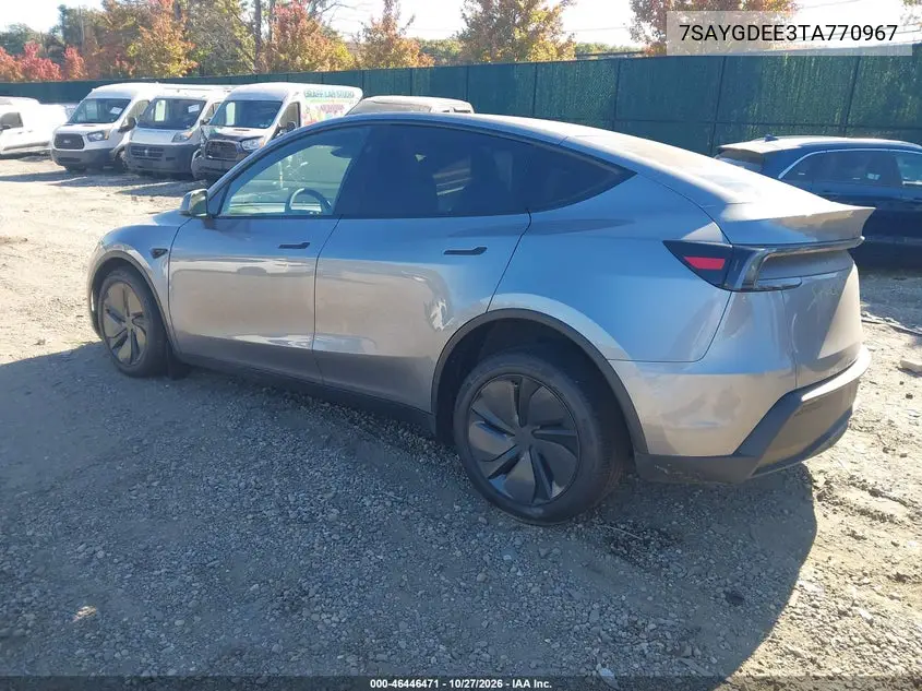 2026 TESLA MODEL Y VIN 7SAYGDEE3TA770967 — фото 3