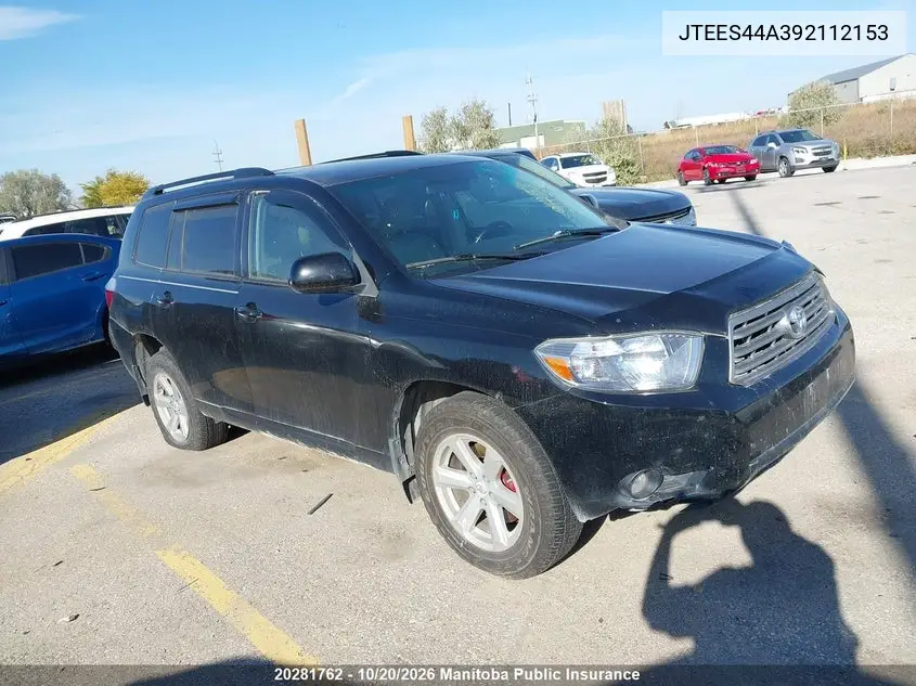 TOYOTA HIGHLANDER 2009, VIN JTEES44A392112153