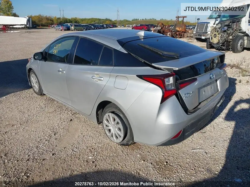 2022 TOYOTA PRIUS VIN JTDL9MFU3N3040292 — фото 3