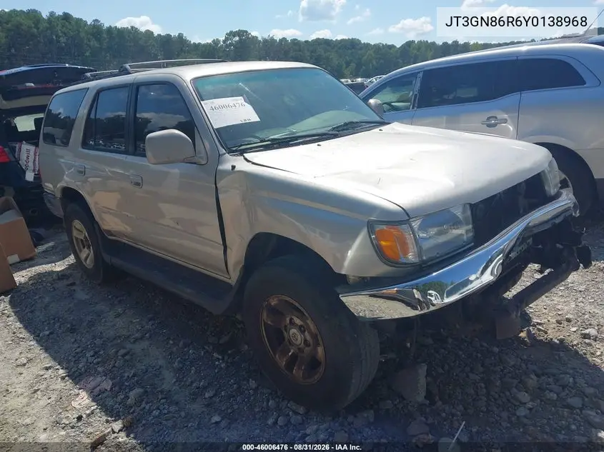 TOYOTA 4RUNNER 2000, VIN JT3GN86R6Y0138968