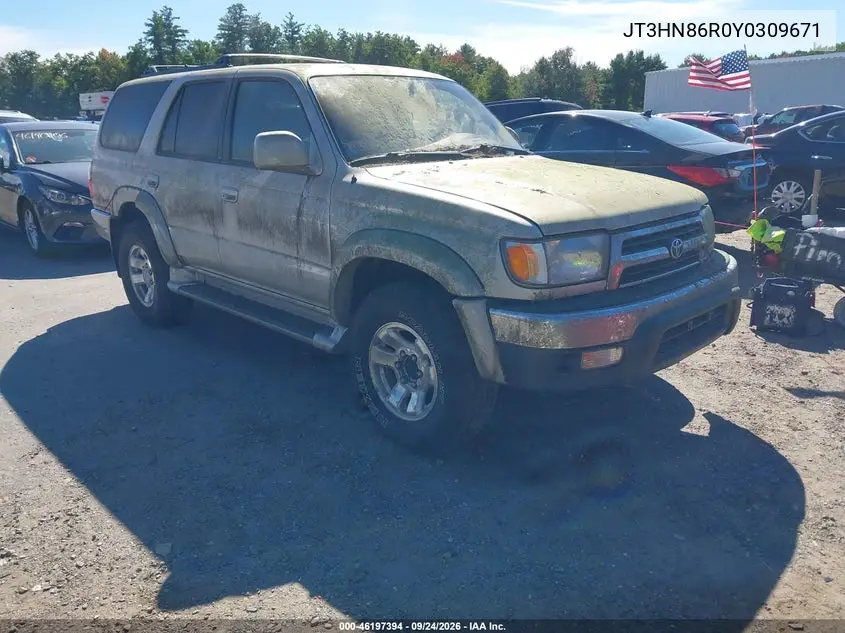TOYOTA 4RUNNER 2000, VIN JT3HN86R0Y0309671