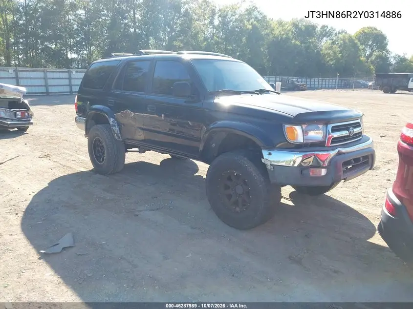 TOYOTA 4RUNNER 2000, VIN JT3HN86R2Y0314886