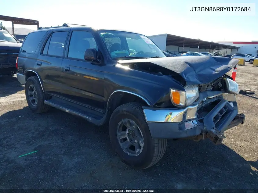 TOYOTA 4RUNNER 2000, VIN JT3GN86R8Y0172684