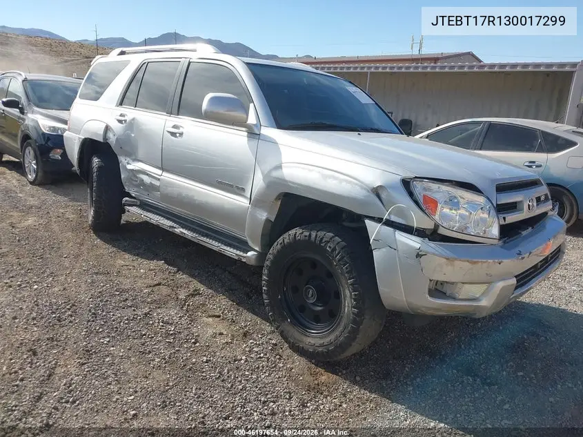TOYOTA 4RUNNER 2003, VIN JTEBT17R130017299