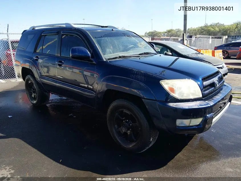 TOYOTA 4RUNNER 2003, VIN JTEBU17R938001401