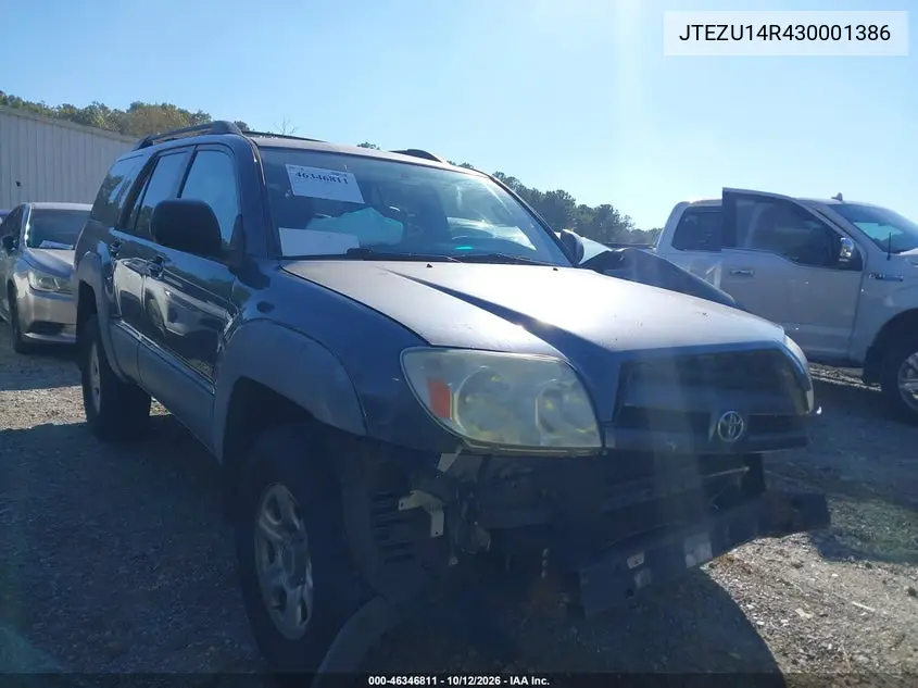 TOYOTA 4RUNNER 2003, VIN JTEZU14R430001386