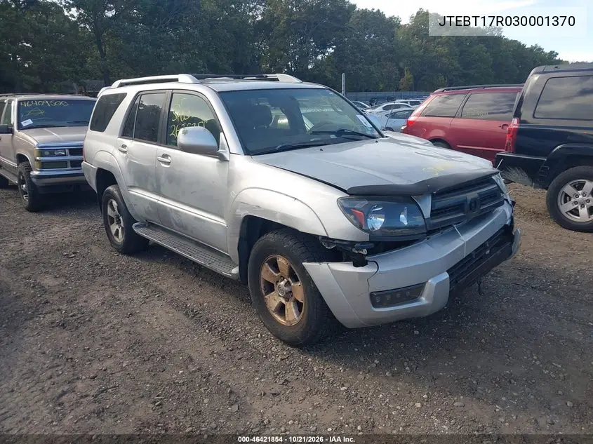 TOYOTA 4RUNNER 2003, VIN JTEBT17R030001370