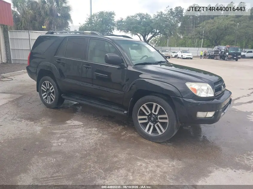 TOYOTA 4RUNNER 2004, VIN JTEZT14R440016443