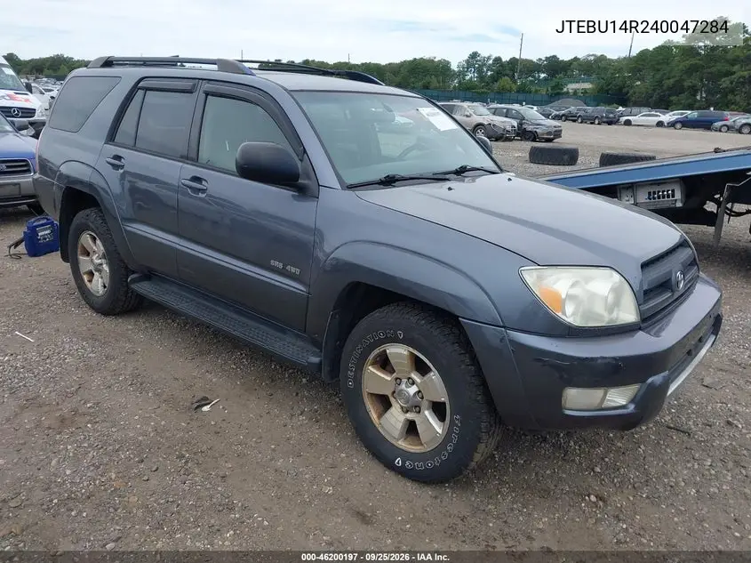 TOYOTA 4RUNNER 2004, VIN JTEBU14R240047284