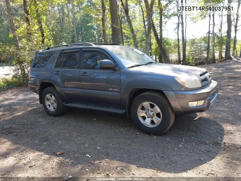 TOYOTA 4RUNNER 2004, VIN JTEBT14R540037951