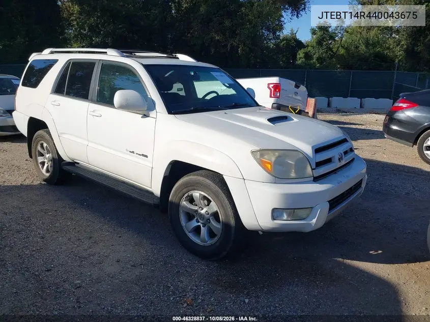 TOYOTA 4RUNNER 2004, VIN JTEBT14R440043675
