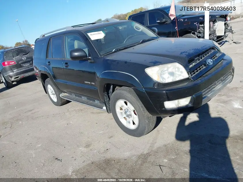 TOYOTA 4RUNNER 2004, VIN JTEBT17R540036603