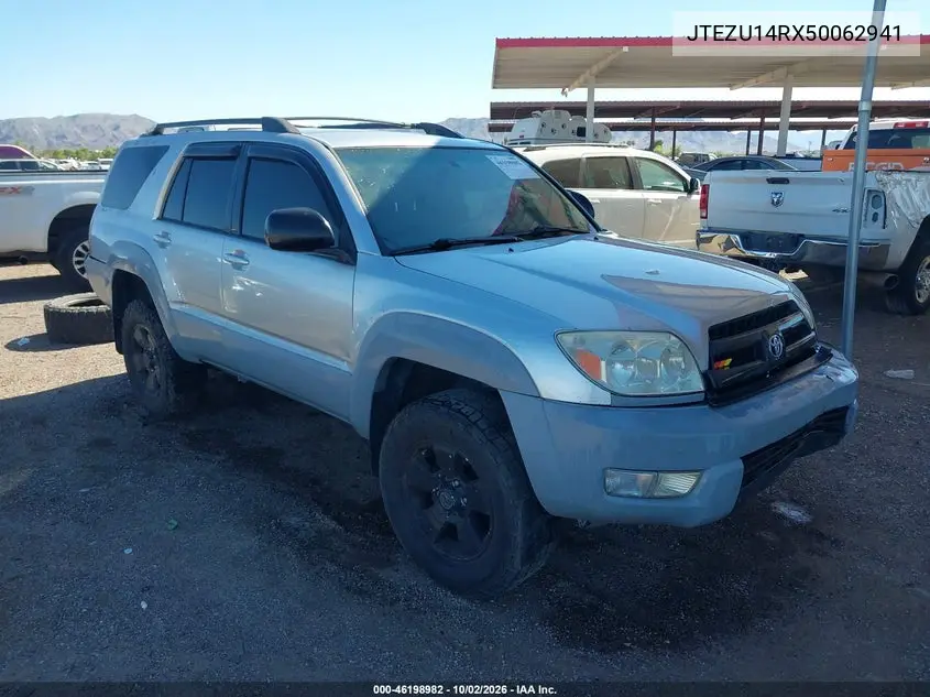 TOYOTA 4RUNNER 2005, VIN JTEZU14RX50062941