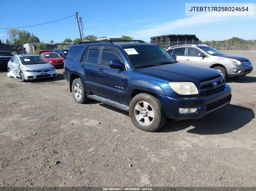 TOYOTA 4RUNNER 2005, VIN JTEBT17R258024654