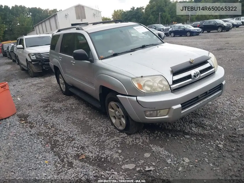 TOYOTA 4RUNNER 2005, VIN JTEBU14R650065322