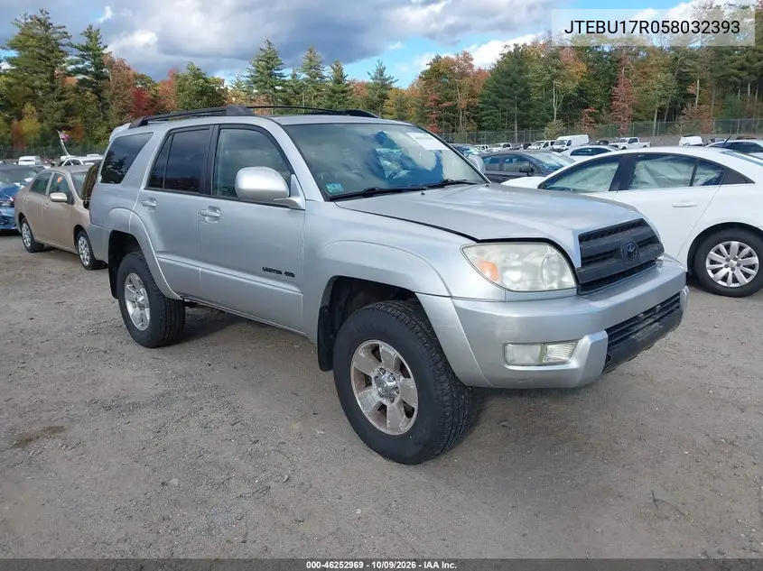 TOYOTA 4RUNNER 2005, VIN JTEBU17R058032393