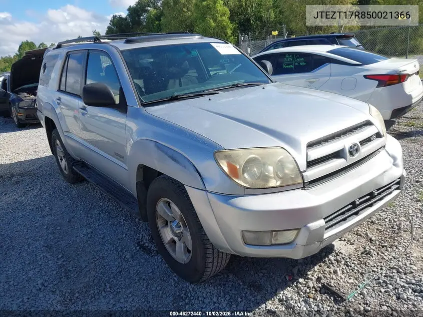 TOYOTA 4RUNNER 2005, VIN JTEZT17R850021366