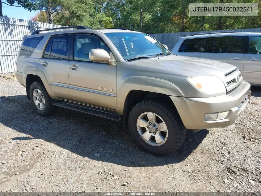 TOYOTA 4RUNNER 2005, VIN JTEBU17R450072541