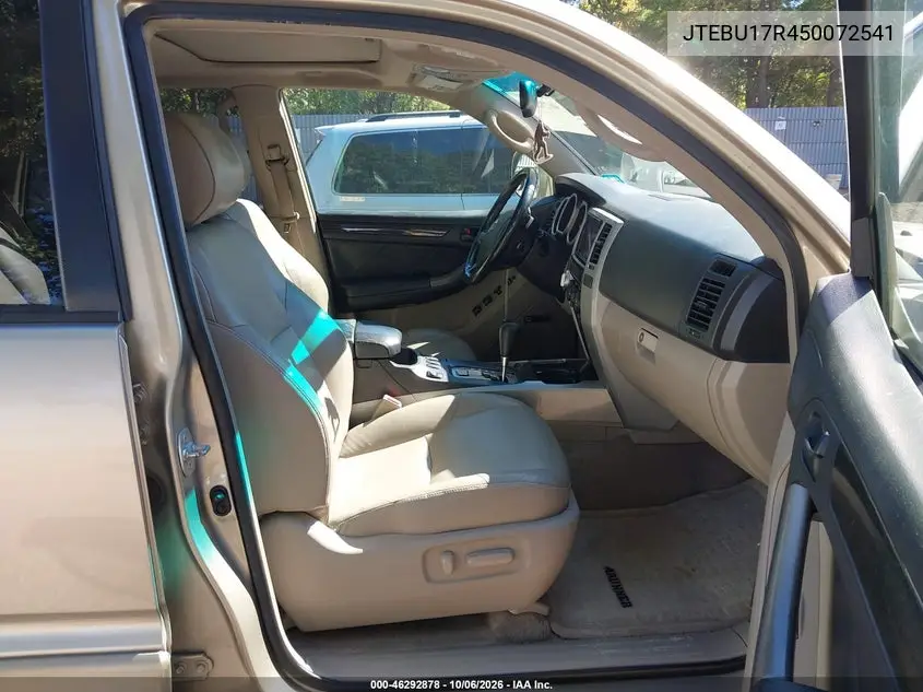 2005 TOYOTA 4RUNNER VIN JTEBU17R450072541 — фото 5
