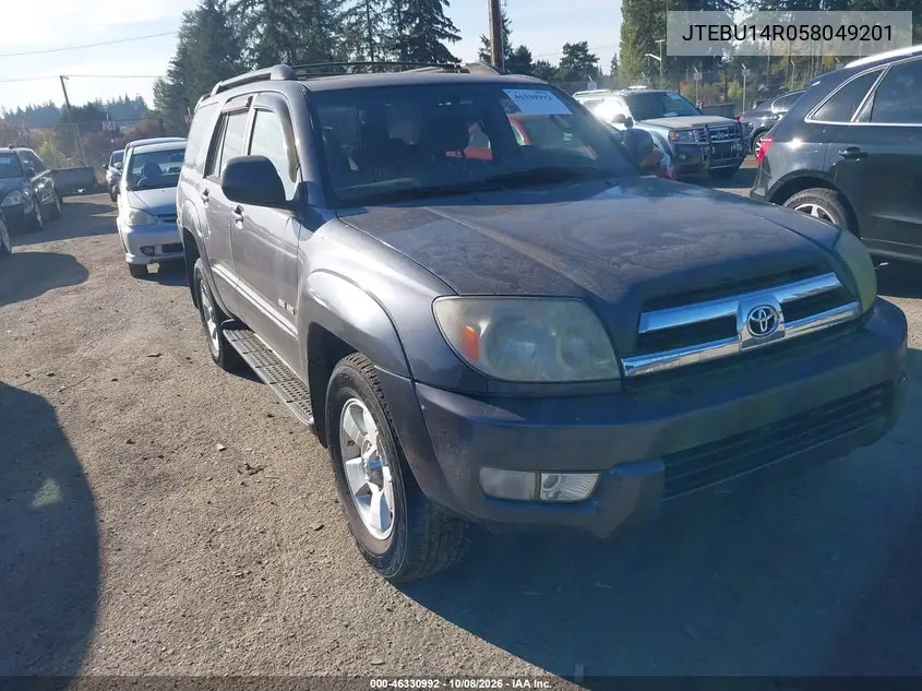 TOYOTA 4RUNNER 2005, VIN JTEBU14R058049201