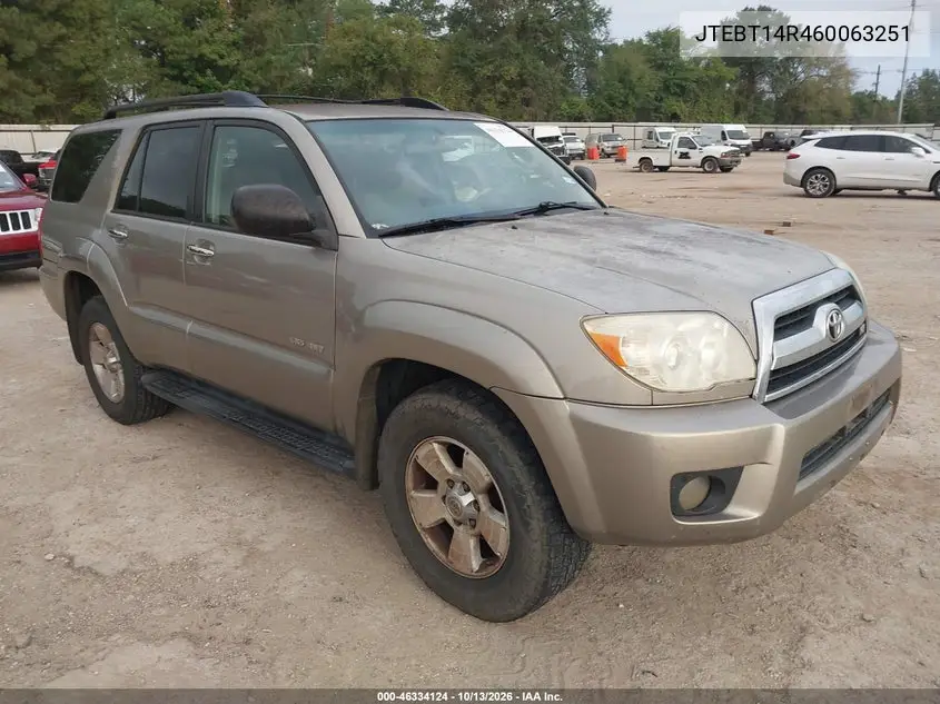 TOYOTA 4RUNNER 2006, VIN JTEBT14R460063251