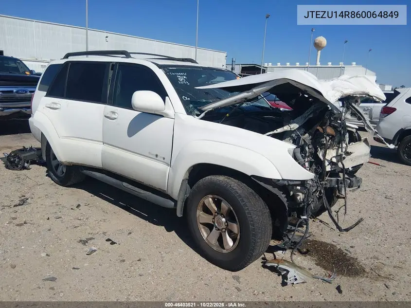 TOYOTA 4RUNNER 2006, VIN JTEZU14R860064849