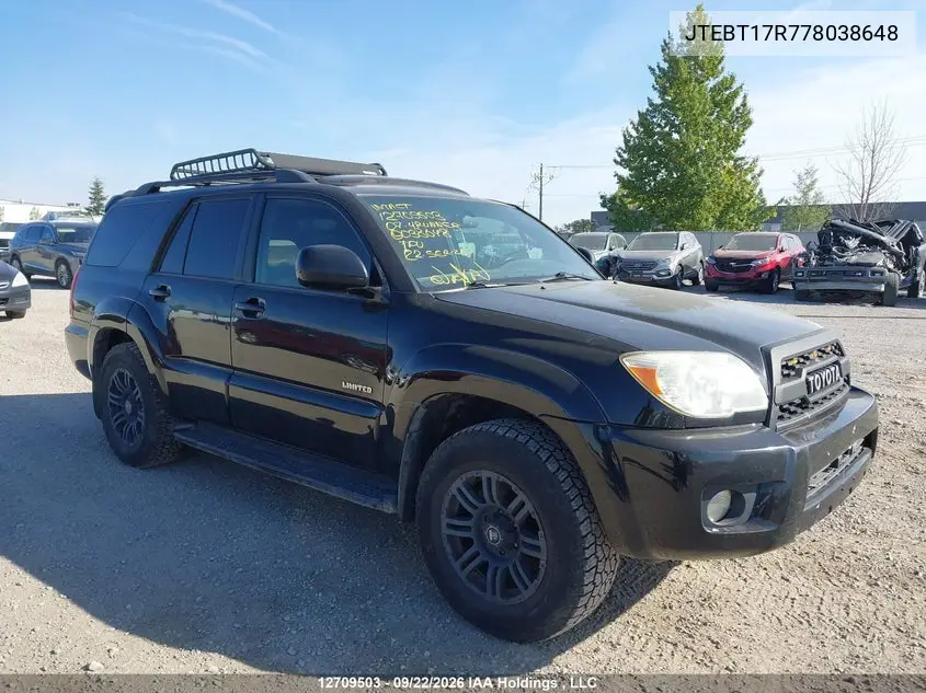 TOYOTA 4RUNNER 2007, VIN JTEBT17R778038648