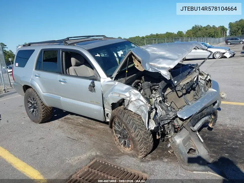 TOYOTA 4RUNNER 2007, VIN JTEBU14R578104664