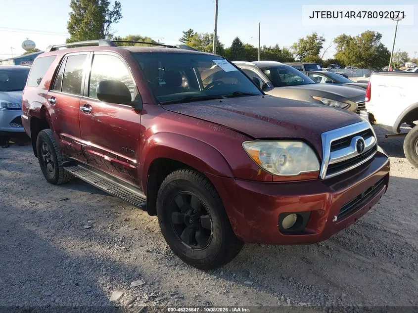 TOYOTA 4RUNNER 2007, VIN JTEBU14R478092071