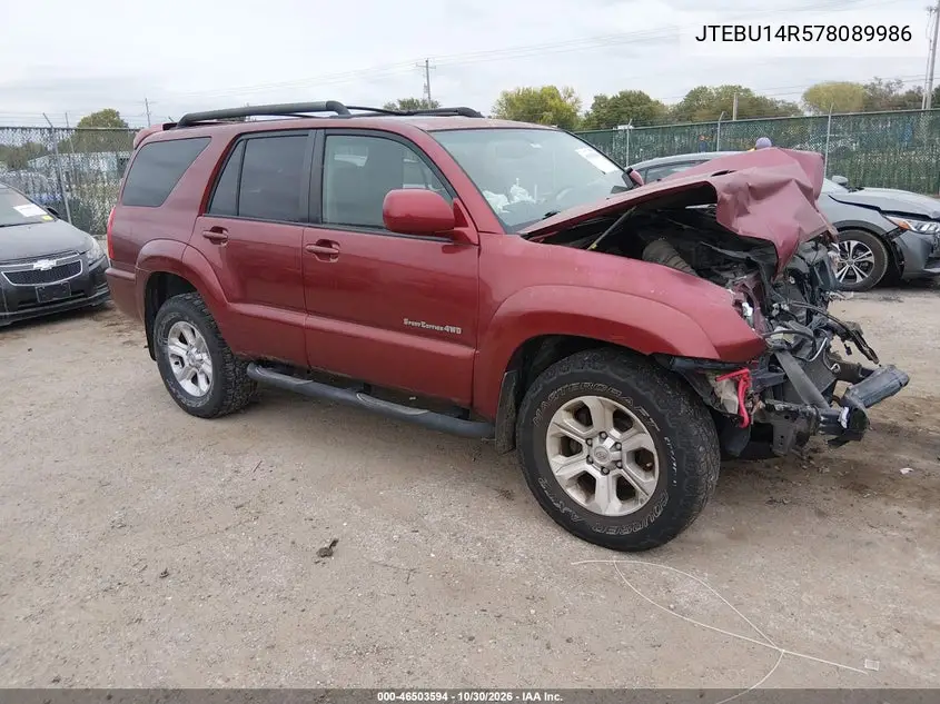 TOYOTA 4RUNNER 2007, VIN JTEBU14R578089986