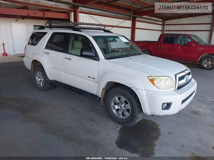 TOYOTA 4RUNNER 2008, VIN JTEBU14R18K024170
