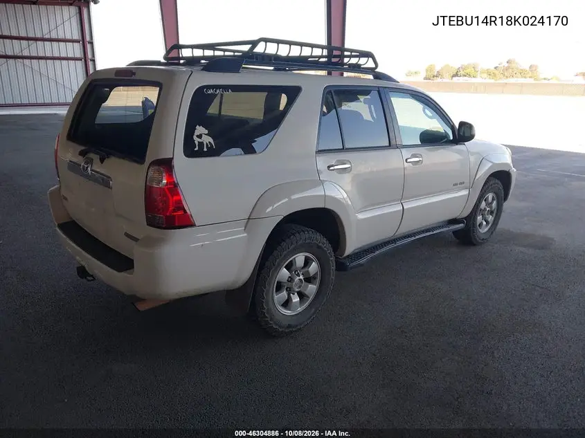 2008 TOYOTA 4RUNNER VIN JTEBU14R18K024170 — фото 4
