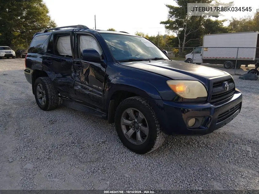 TOYOTA 4RUNNER 2008, VIN JTEBU17R88K034545