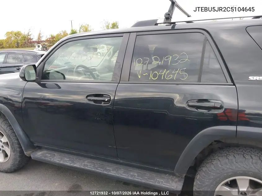 2012 TOYOTA 4RUNNER VIN JTEBU5JR2C5104645 — фото 15