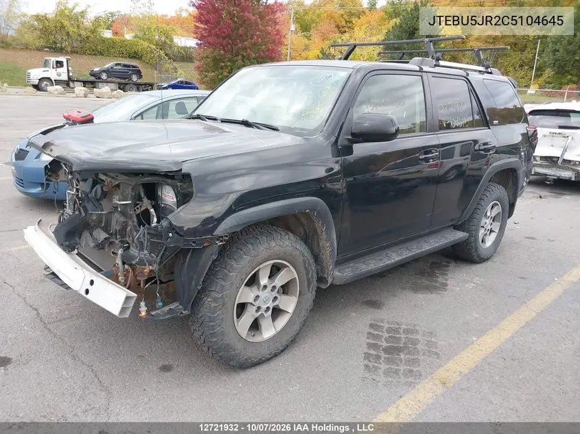 2012 TOYOTA 4RUNNER VIN JTEBU5JR2C5104645 — фото 2