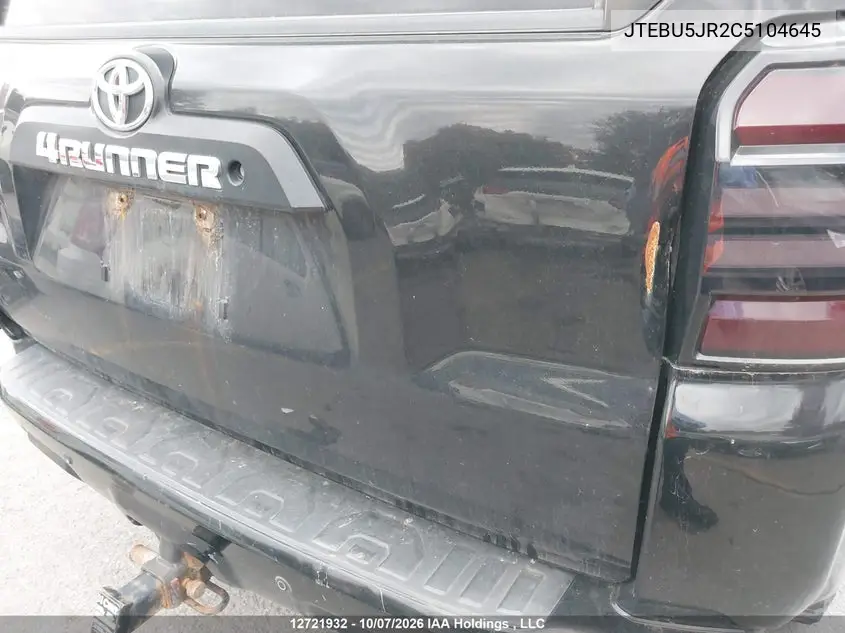 2012 TOYOTA 4RUNNER VIN JTEBU5JR2C5104645 — фото 22