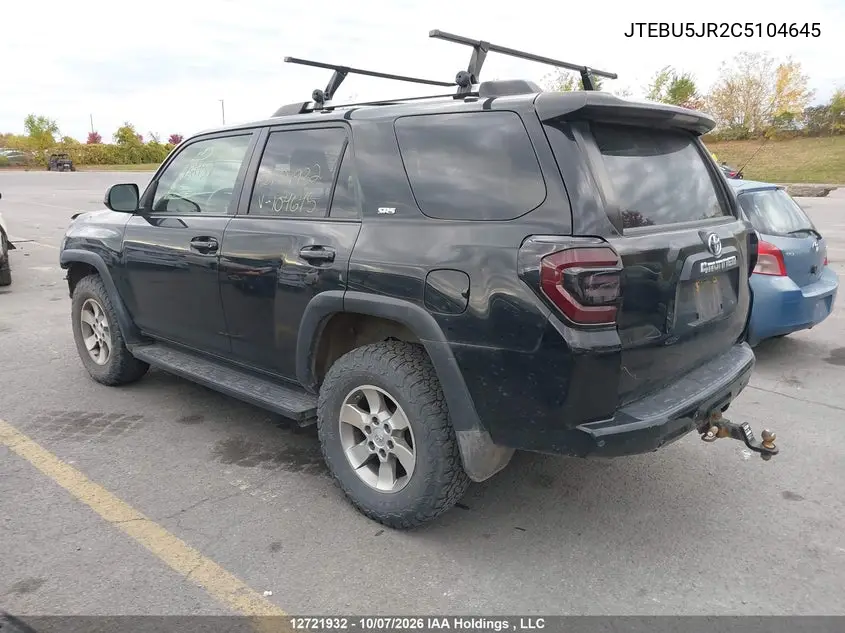 2012 TOYOTA 4RUNNER VIN JTEBU5JR2C5104645 — фото 3